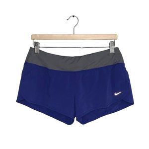 Nike Running Shorts Women’s Size Medium‎  Purple Grey Lined Workout Swoosh Logo